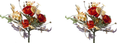 Kusal Bushes Brown Rose Artificial Flower(Pack of 2)