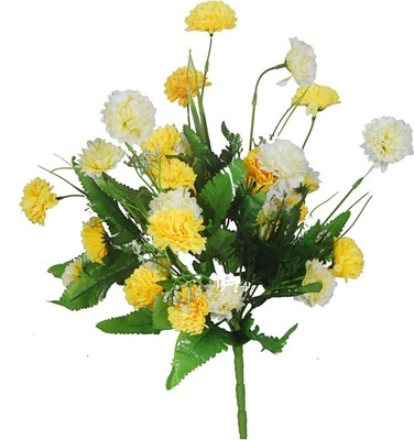 

Orchard Yellow, White Carnations Artificial Flower(16 inch, Pack of 1)