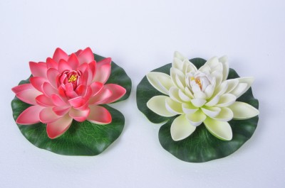 

Kusal Floating White, Pink Assorted Artificial Flower(Pack of 2)