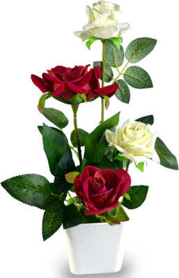 

Sadhna Creations Red Rose Artificial Flower with Pot(10 inch, Pack of 1)