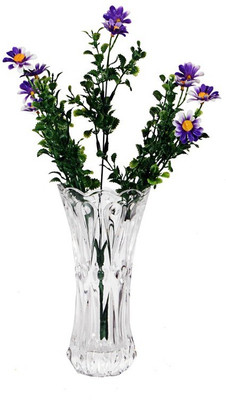 

Orchard White Crystal Flower vase with Blue Flowers Multicolor Assorted Artificial Flower with Pot(14.5 inch, Pack of 1)
