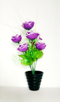 

Kaykon Melamine Pot Purple Rose Artificial Flower with Pot(13 inch, Pack of 1)