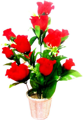 

Kaykon Red Rose Artificial Flower with Pot(15 inch, Pack of 1)