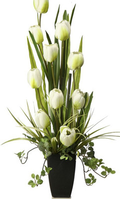 Kusal Purple Tulips Artificial Flower with Pot(18 inch, Pack of 1)
