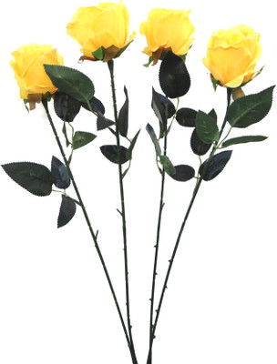 37% OFF on Fourwalls Yellow Rose Artificial Flower(27 inch, Pack of 5)