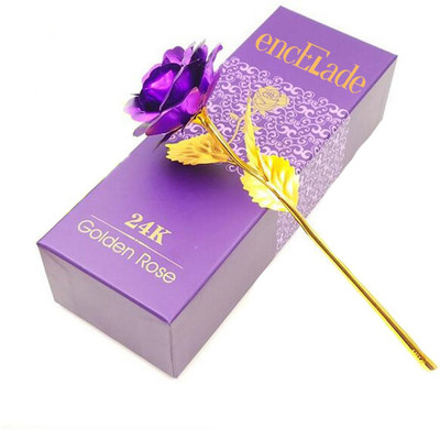 

Stealodeal Purple Gold Rose With Gift Box Purple, Gold Rose Artificial Flower(9.8 inch, Pack of 1)