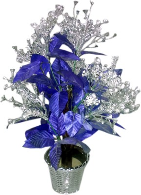 

Magicwand enterprises Blue, Silver Assorted Artificial Flower with Pot(16 inch, Pack of 1)