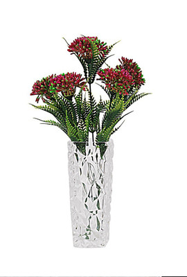 

Orchard White Crystal Flower vase with Red Flowers and Multicolor Assorted Artificial Flower with Pot(14 inch, Pack of 1)