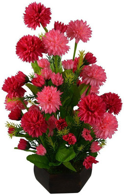 

Kaykon Dahlia Flowers For Home Decor Multicolor Carnations Artificial Flower with Pot(12 inch, Pack of 1)