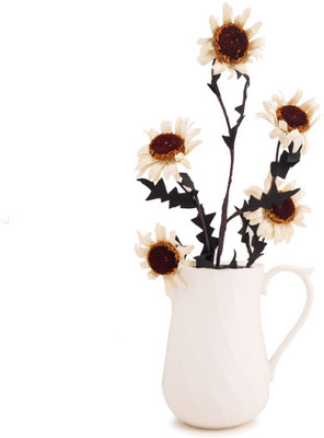 Chumbak White Gerbera Artificial Flower(25.59 inch, Pack of 1)