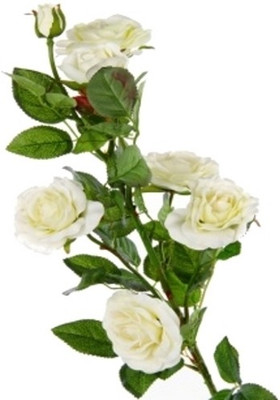 

Flowers Forever 7 Heads Velvet Wild White Rose Artificial Flower(Pack of 1)