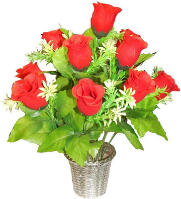 

Sai Collections Red Rose Artificial Flower with Pot(15 inch, Pack of 1)