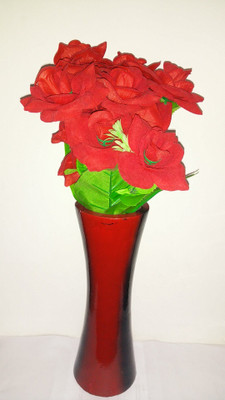 

Kaykon Beautiful Bunch with wooden Pot Red Rose Artificial Flower with Pot(14 inch, Pack of 2)
