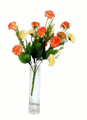 

Orchard Orange, Beige Carnations Artificial Flower with Pot(15 inch, Pack of 1)
