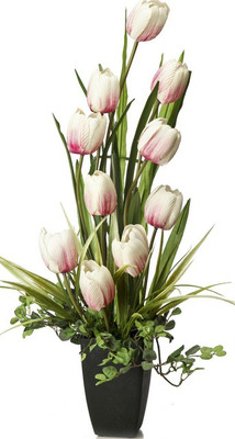 

Kusal Pink Tulips Artificial Flower with Pot(18 inch, Pack of 1)