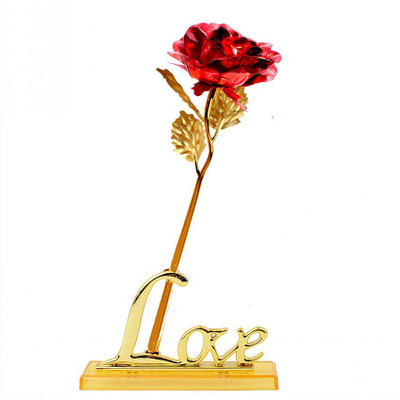 

Stealodeal Red Valentine gift Gold Rose With Gift Box and Love Vase Red, Gold Rose Artificial Flower with Pot(9.8 inch, Pack of 1)