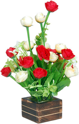 

Loxia Red Rose Artificial Flower with Pot(12 inch, Pack of 1)