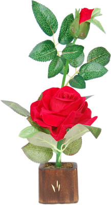 

Loxia SMFA-1006A Red Rose Artificial Flower with Pot(12 inch, Pack of 1)