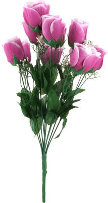 

Kusal Rose Bush 11 Head Pink Tulips Artificial Flower(18 inch, Pack of 1)