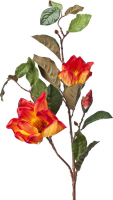 

Kusal Orange Magnolia Artificial Flower(Pack of 2)