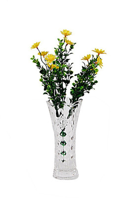 

Orchard White Crystal Flower vase with Yellow Flowers Multicolor Assorted Artificial Flower with Pot(14.5 inch, Pack of 1)