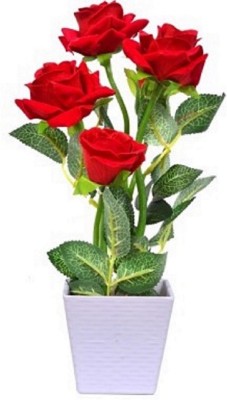 

Ahana Creations Red Rose Artificial Flower with Pot(14 inch, Pack of 1)