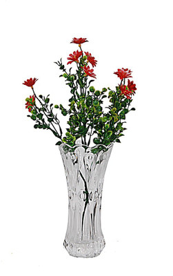 

Orchard White Crystal Flower vase with Red Flowers Multicolor Assorted Artificial Flower with Pot(14.5 inch, Pack of 1)