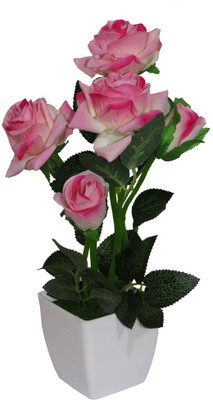 

YSK Creation Multicolor Rose Artificial Flower with Pot(12 inch, Pack of 1)