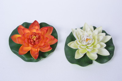 

Kusal Floating White, Orange Assorted Artificial Flower(Pack of 2)