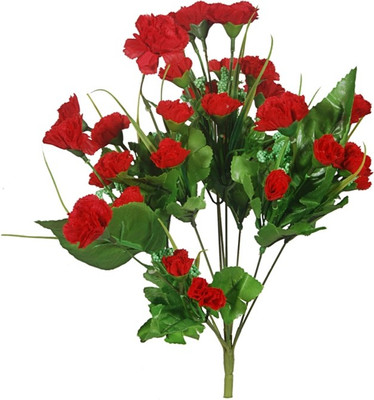 Orchard Red Carnations Artificial Flower(16 inch, Pack of 1)