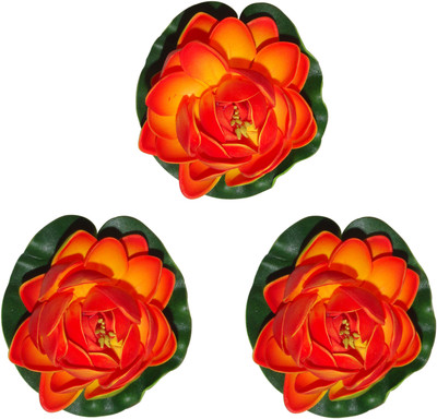 

Muhil Floating Lotus Medium Orange Assorted Artificial Flower(4 inch, Pack of 3)