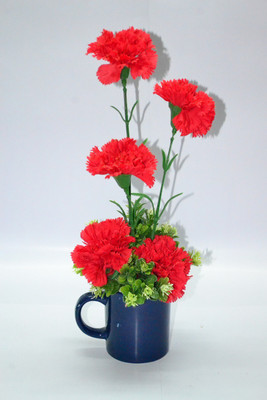 

Magical Petals Multicolor Carnations Artificial Flower with Pot(14 inch, Pack of 1)