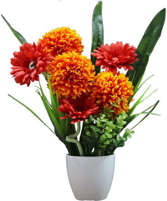 ZOOEY Orange Marigold Artificial Flower(6.25 inch, Pack of 1)