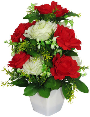 

YSK Creation Multicolor Rose Artificial Flower with Pot(12 inch, Pack of 1)