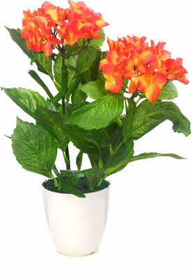 

Kusal Orange Assorted Artificial Flower with Pot(12 inch, Pack of 1)