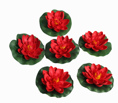 

Pollination FLOATING LOTUS Red Assorted Artificial Flower(5.5 inch, Pack of 6)