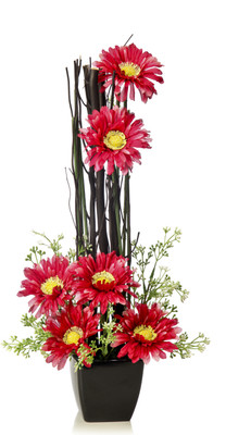 

Home Decor Gerbera 6 Arrangement Big Red Gerbera Artificial Flower with Pot(8 inch, Pack of 1)