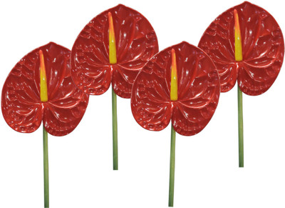 

ZOOEY Red Assorted Artificial Flower(31 inch, Pack of 4)