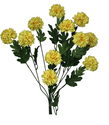 55% OFF on Pollination Ball Mum Yellow Assorted Artificial Flower(22 inch, Pack of 11)