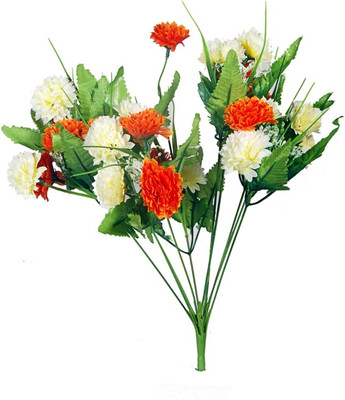 

Orchard Orange, White Carnations Artificial Flower(16 inch, Pack of 1)