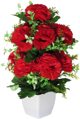 

eMani Multicolor Carnations Artificial Flower with Pot(12 inch, Pack of 1)