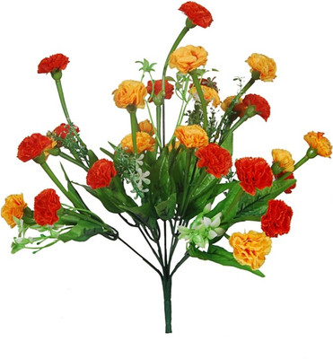 Orchard Orange, Yellow Carnations Artificial Flower(16 inch, Pack of 1)