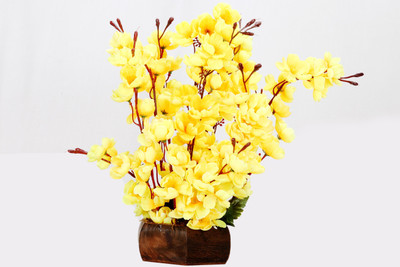 

Vck Peach Blossom Arrangement Yellow Assorted Artificial Flower with Pot(15.7 inch, Pack of 1)