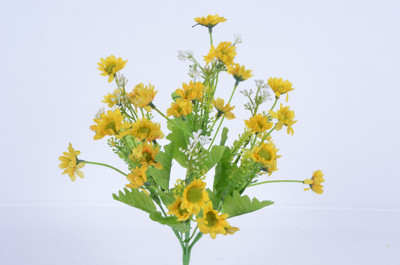 

Kusal Mini Daisy Bush 7 Head Yellow Cosmos Artificial Flower(13 inch, Pack of 1)