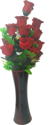 

Kaykon Velvet Silk Red Rose Artificial Flower with Pot(20 inch, Pack of 2)