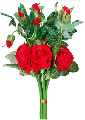 

Loxia Red Rose Artificial Flower with Pot(6.2 inch, Pack of 1)