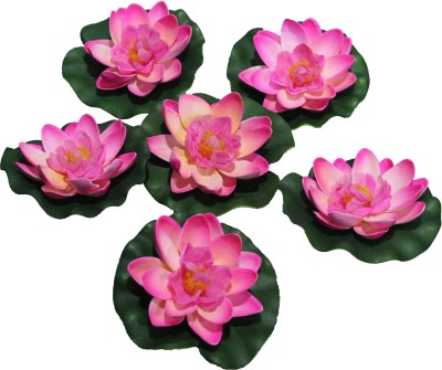 

Pollination Floating Lotus Pink Assorted Artificial Flower(7 inch, Pack of 6)