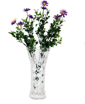

Orchard White Crystal Flower vase with Blue Flowers Multicolor Assorted Artificial Flower with Pot(14.5 inch, Pack of 1)