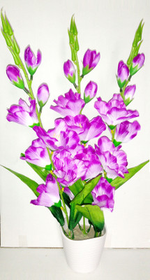 

Kaykon Ceramic White Pot Purple Orchids Artificial Flower with Pot(15 inch, Pack of 1)