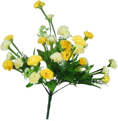 

Orchard Yellow, White Carnations Artificial Flower(16 inch, Pack of 1)